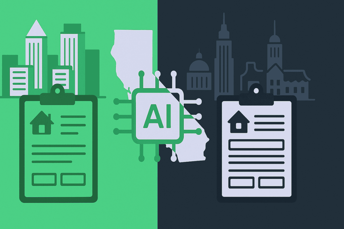 AI seamlessly connecting different real estate markets and forms across multiple locations